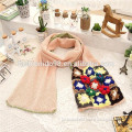 Sen female style retro color knit crochet flower garden floral stitching double long scarf